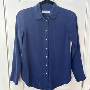 Everlane 100% Silk Button Front Shirt Royal Blue | Relaxed Fit | Size 00
